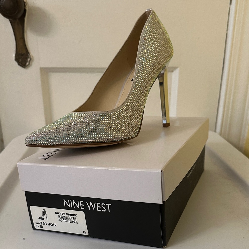 Nine West Glittering Silver Heels